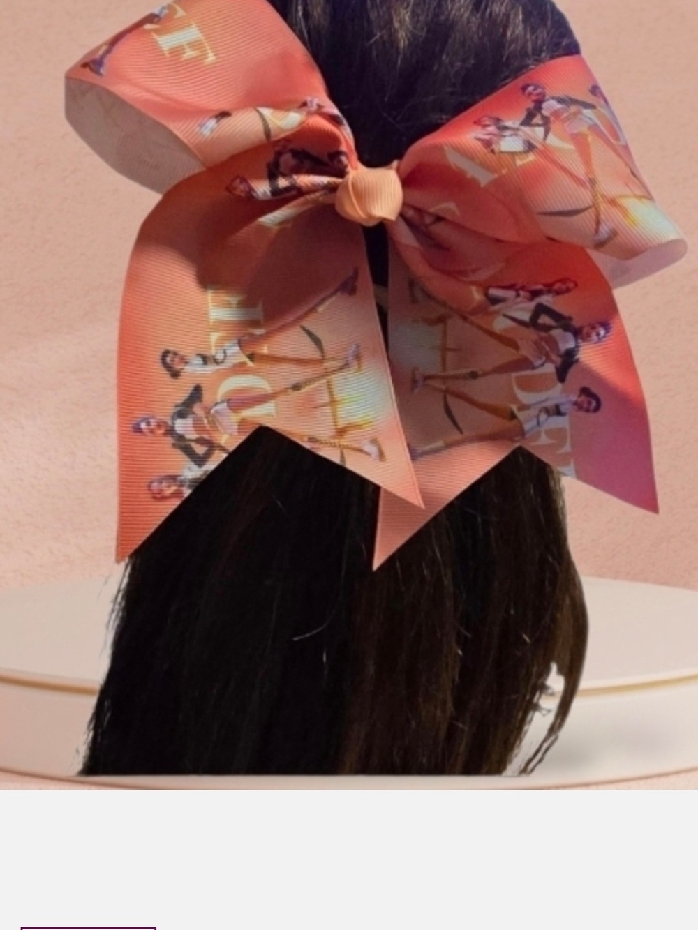 K-pop Girls' Coral Pink Printed Hair Bow - Kids Accessories